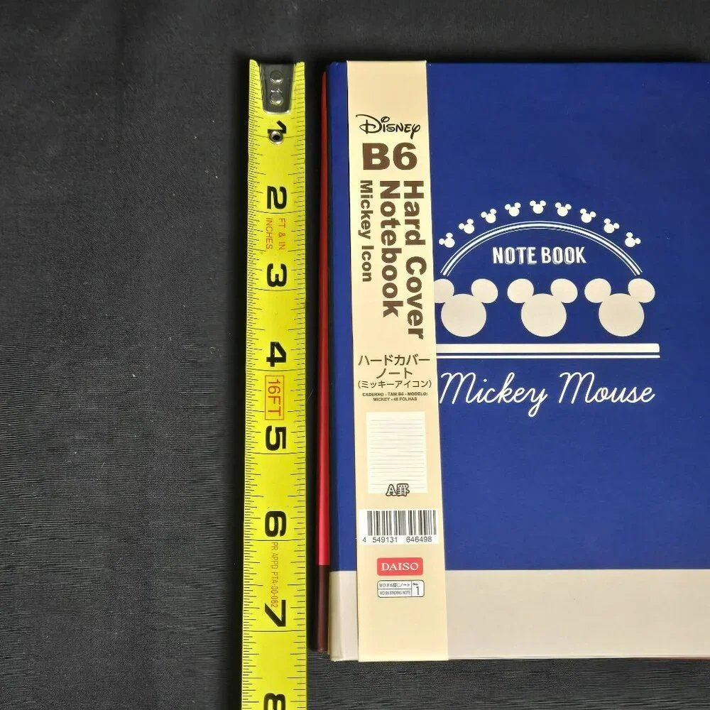 DAISO Japan Disney Mickey & Minnie Mouse Hard Cover Notebook B6 Red Blue 70pgs